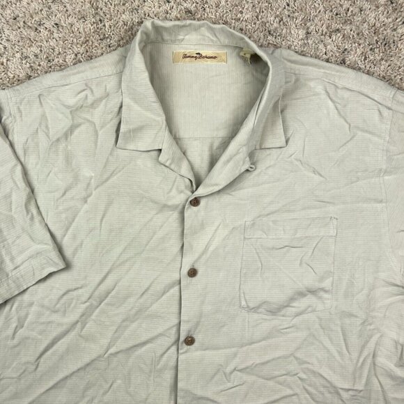 Tommy Bahama Men's XL Silk Ivory Short Sleeve Button Up Hawaii Luau Dad Shirt - Picture 1 of 8